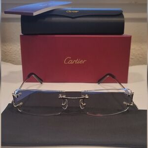 Cartier Silver Rimless Glasses